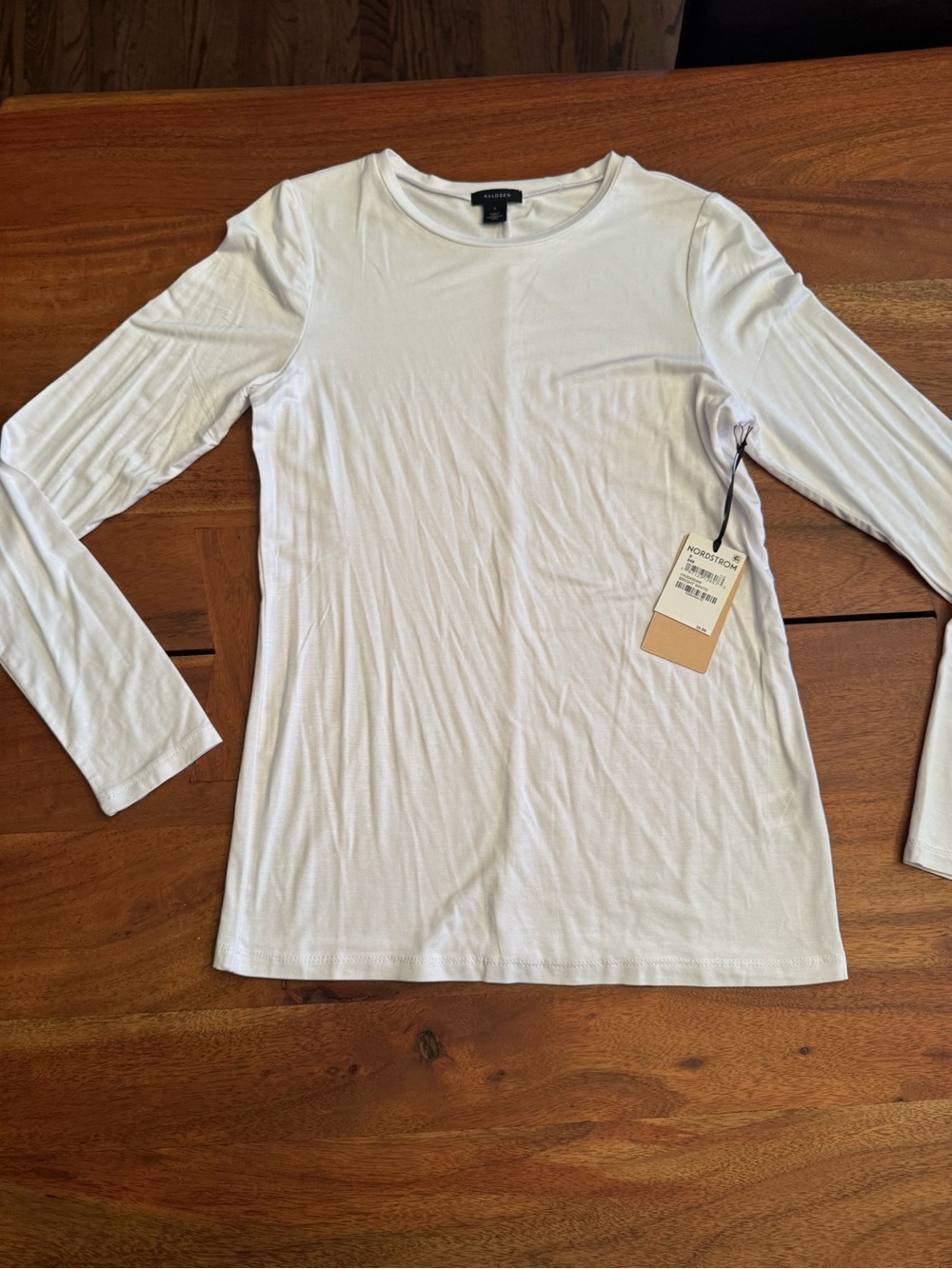 Halogen White Long-Sleeve Crewneck Tee. Brand new with tags.